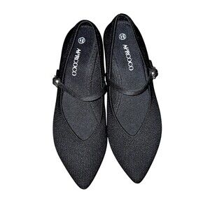 Aprcoco European Flat Pointed Shoes Black With Silver Buckles. Trendy. Size 8.5